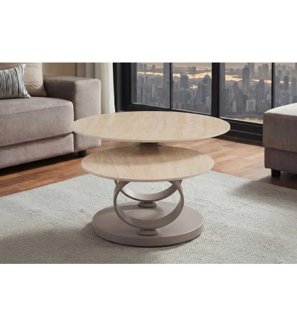Stolik kawowy DANCING RINGS 135 cm ceramika w optyce trawertynu*Invicta Interior Discount