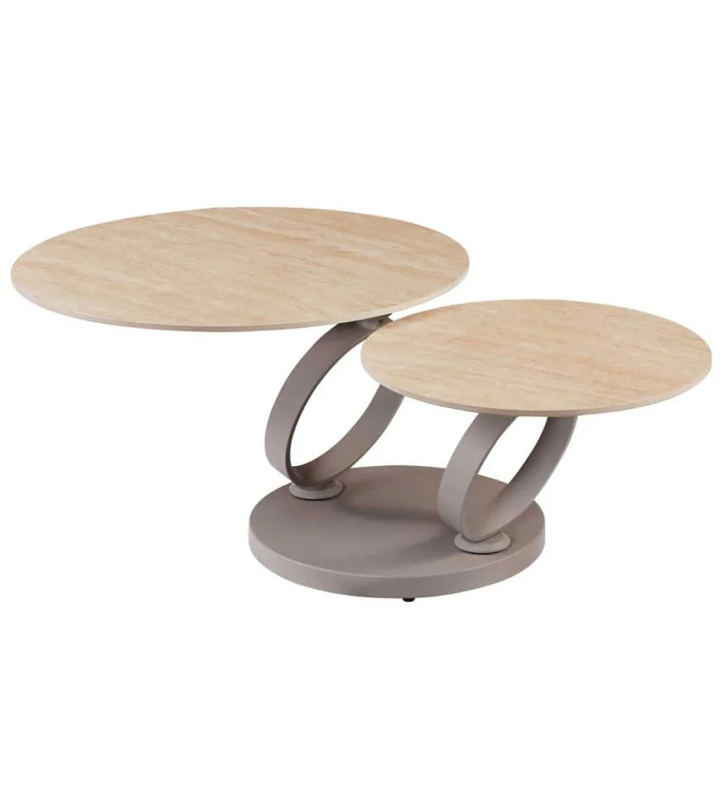 Stolik kawowy DANCING RINGS 135 cm ceramika w optyce trawertynu*Invicta Interior Discount