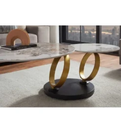 Stolik kawowy DANCING RINGS 135 cm ceramika w optyce marmuru*Invicta Interior Clearance