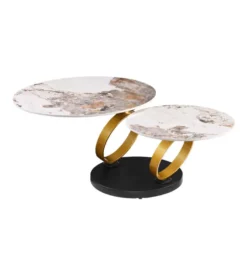 Stolik kawowy DANCING RINGS 135 cm ceramika w optyce marmuru*Invicta Interior Clearance