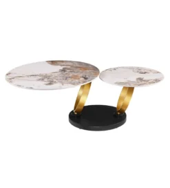 Stolik kawowy DANCING RINGS 135 cm ceramika w optyce marmuru*Invicta Interior Clearance