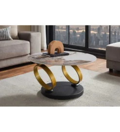 Stolik kawowy DANCING RINGS 135 cm ceramika w optyce marmuru*Invicta Interior Clearance