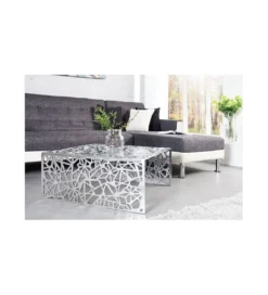 Stolik kawowy DELICADO Abstract 60 cm srebrny*Invicta Interior Discount