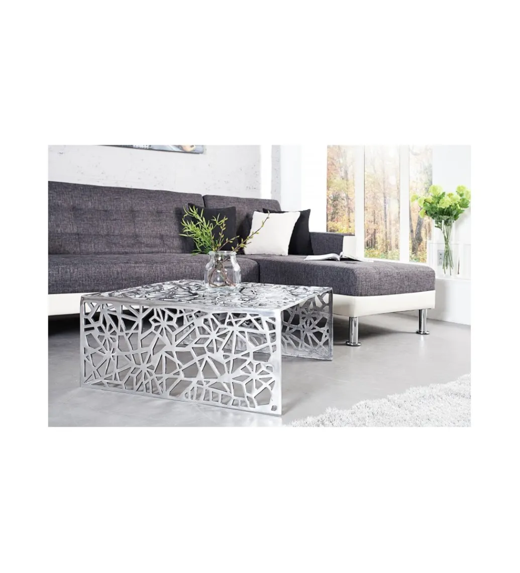 Stolik kawowy DELICADO Abstract 60 cm srebrny*Invicta Interior Discount