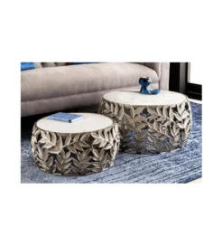 Stolik kawowy DEMETER set 2 srebrny*Invicta Interior Best