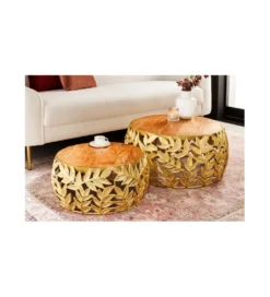 Stolik kawowy DEMETER set 2 złoty*Invicta Interior Discount