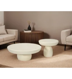 Stolik kawowy DENU 50 cm w kolorze kości słoniowej*LF-Design New