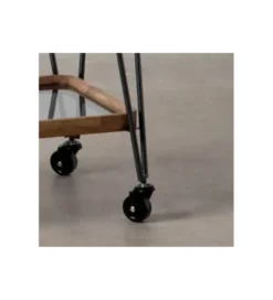 Stolik kawowy DEST 62 cm drewno kauczuk na kółkach*Zona-Design