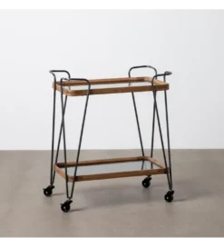 Stolik kawowy DEST 62 cm drewno kauczuk na kółkach*Zona-Design