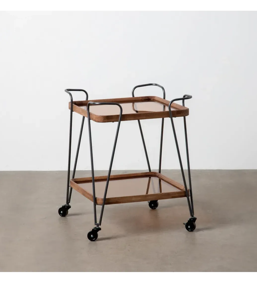 Stolik kawowy DEST 50 cm drewno kauczuk na kółkach*Zona-Design Online