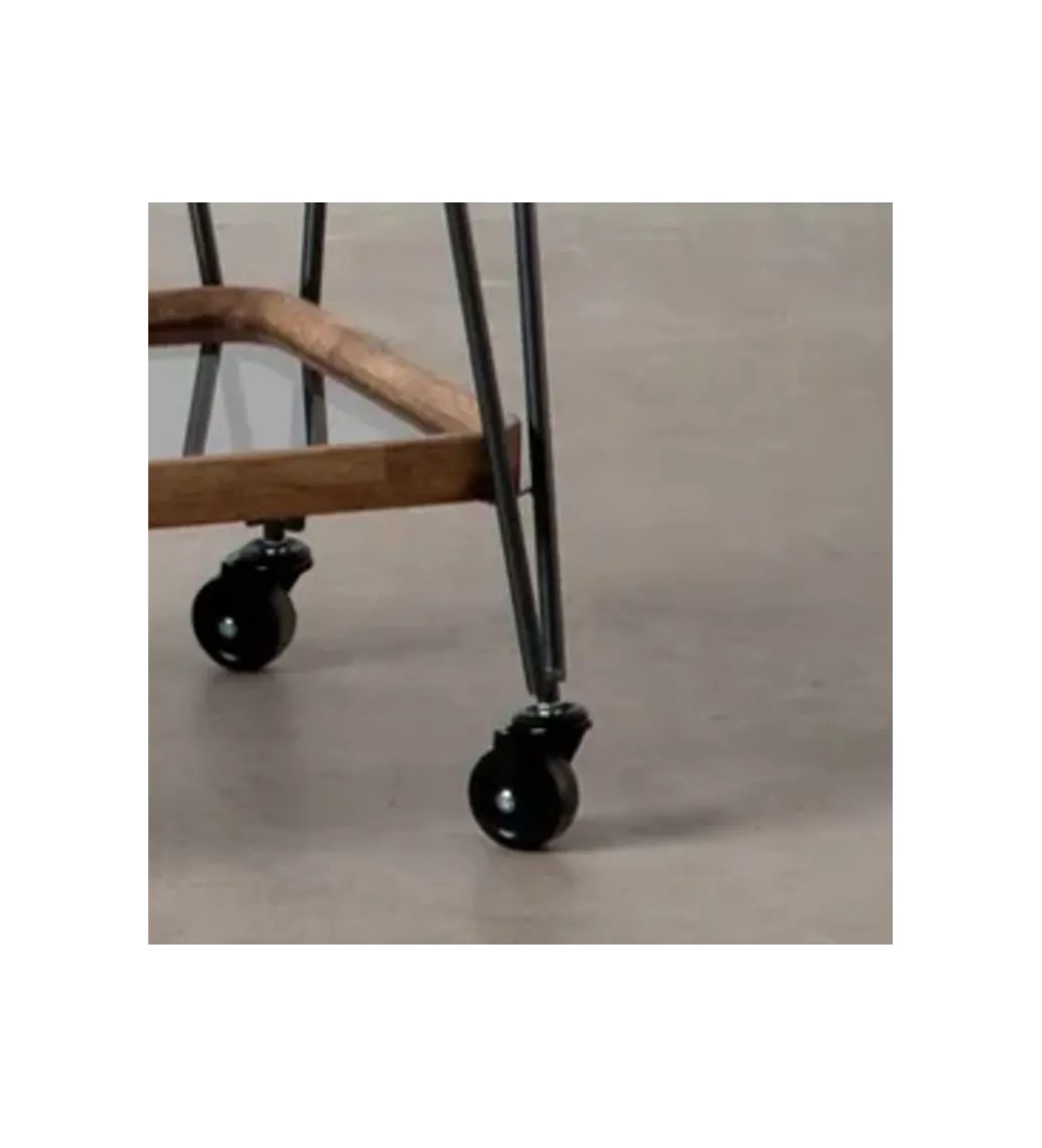 Stolik kawowy DEST 50 cm drewno kauczuk na kółkach*Zona-Design Online