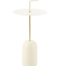 Stolik kawowy DISK 30 cm biało złoty*J-Line Online