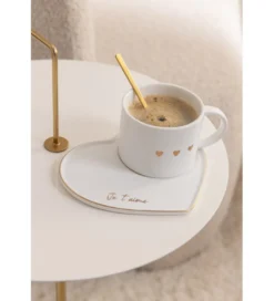 Stolik kawowy DISK 30 cm biało złoty*J-Line Online