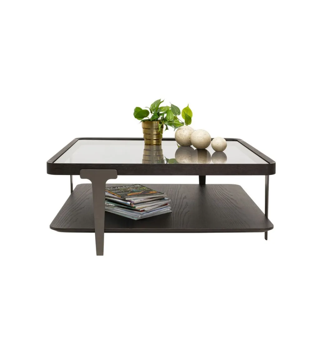 Stolik kawowy DIVINE 100 cm drewno jesion szklany*KARE Online