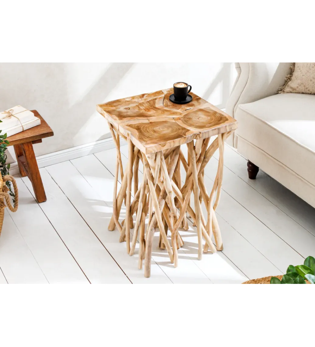 Stolik kawowy DRIFTWOOD 40 cm drewno teak naturalny*Invicta Interior Outlet