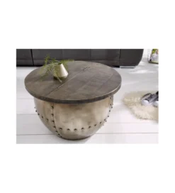 Stolik kawowy Drump Storage 68 cm z blatem z drewna Mango*Invicta Interior - przedsprzedaż New