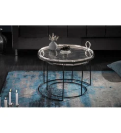 Stolik Kawowy Elements Oriental Zestaw 2 W Kolorze srebrnym*Invicta Interior Outlet