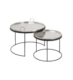 Stolik Kawowy Elements Oriental Zestaw 2 W Kolorze srebrnym*Invicta Interior Outlet