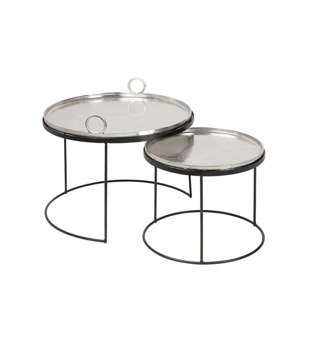 Stolik Kawowy Elements Oriental Zestaw 2 W Kolorze srebrnym*Invicta Interior Outlet