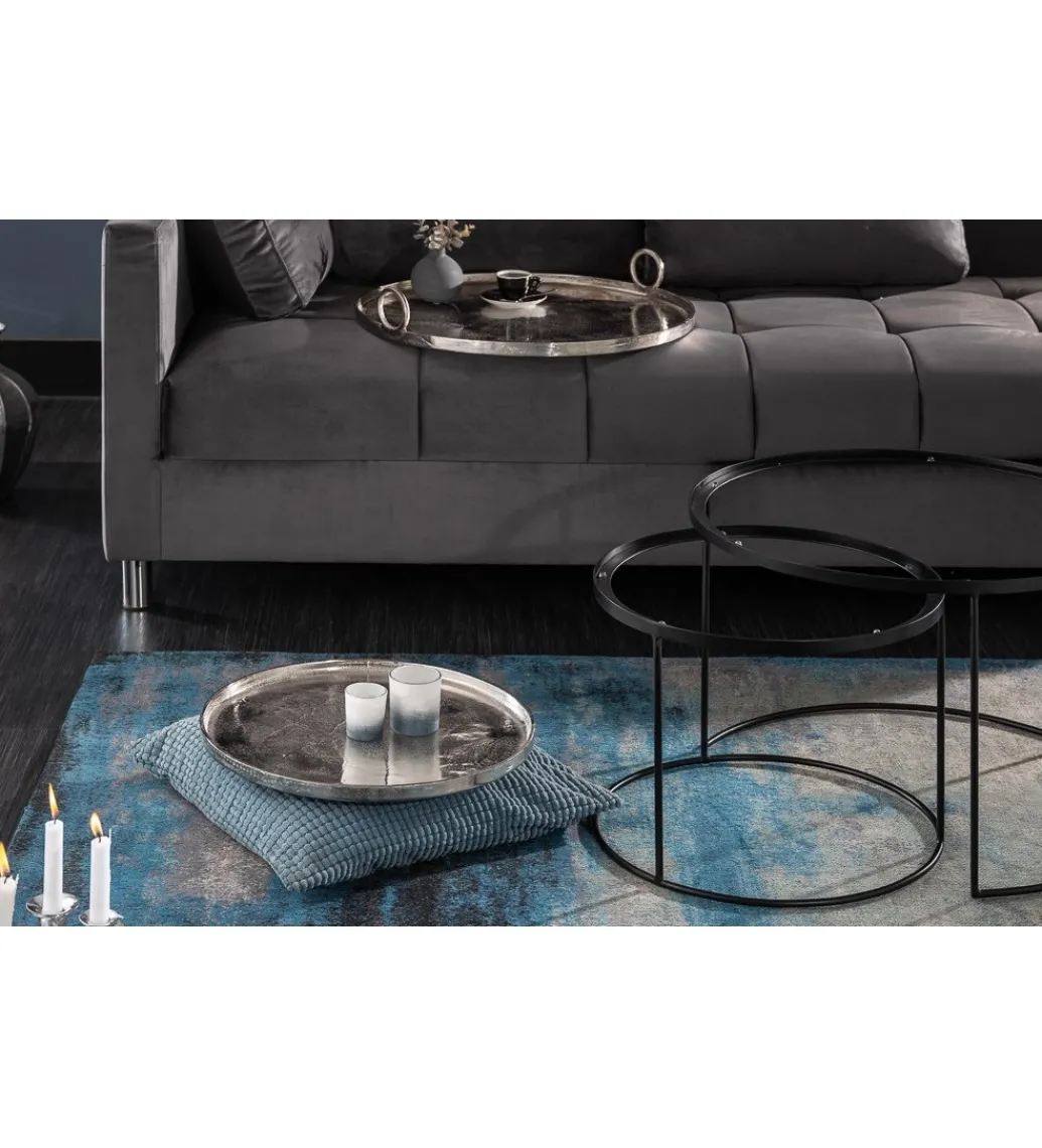 Stolik Kawowy Elements Oriental Zestaw 2 W Kolorze srebrnym*Invicta Interior Outlet