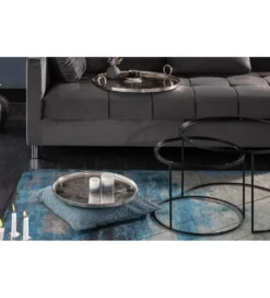 Stolik Kawowy Elements Oriental Zestaw 2 W Kolorze srebrnym*Invicta Interior Outlet