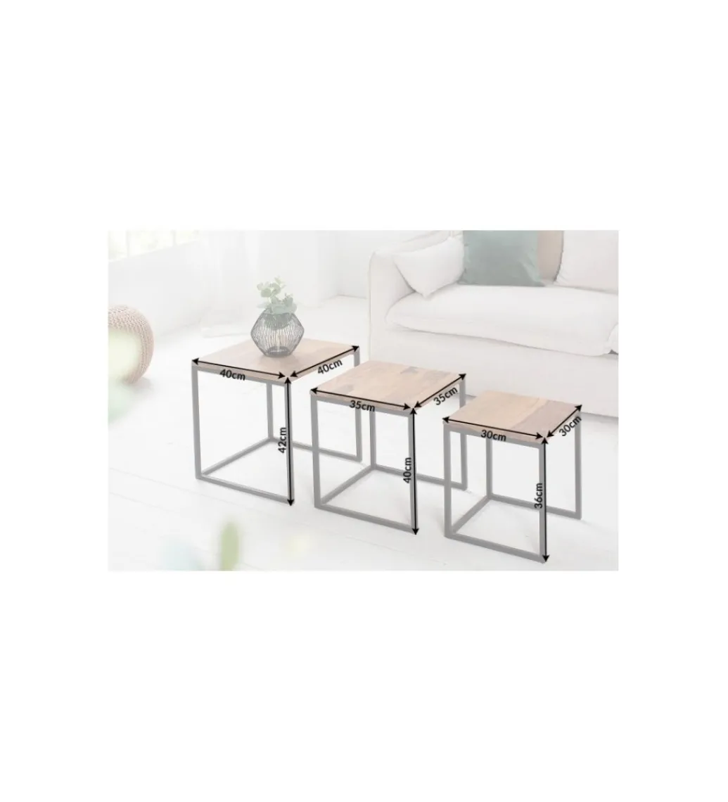 Stolik Kawowy Elements Zestaw Trzech Sheesham*Invicta Interior Discount