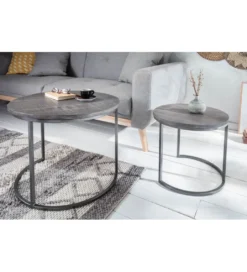 Stolik kawowy Ellement zestaw 2 mango szary*Invicta Interior Discount