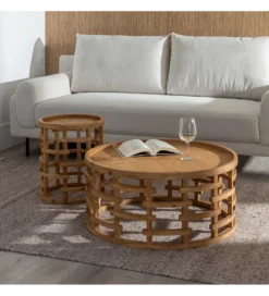 Stolik kawowy EMANEL 80 cm drewno jodła*Zona-Design Best
