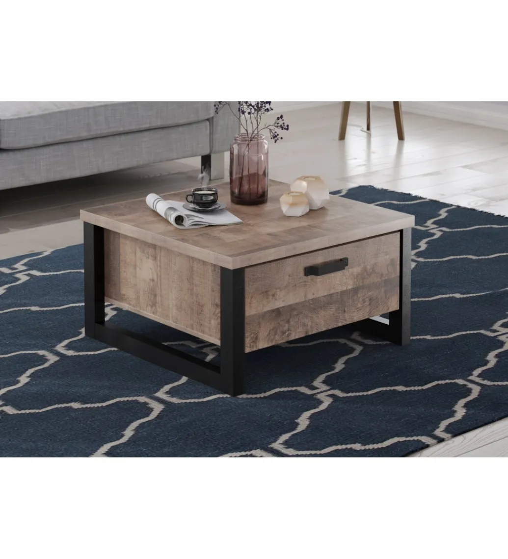Stolik kawowy EMILE 80 cm w optyce dąb tytoniowo-brązowy*MCA Discount