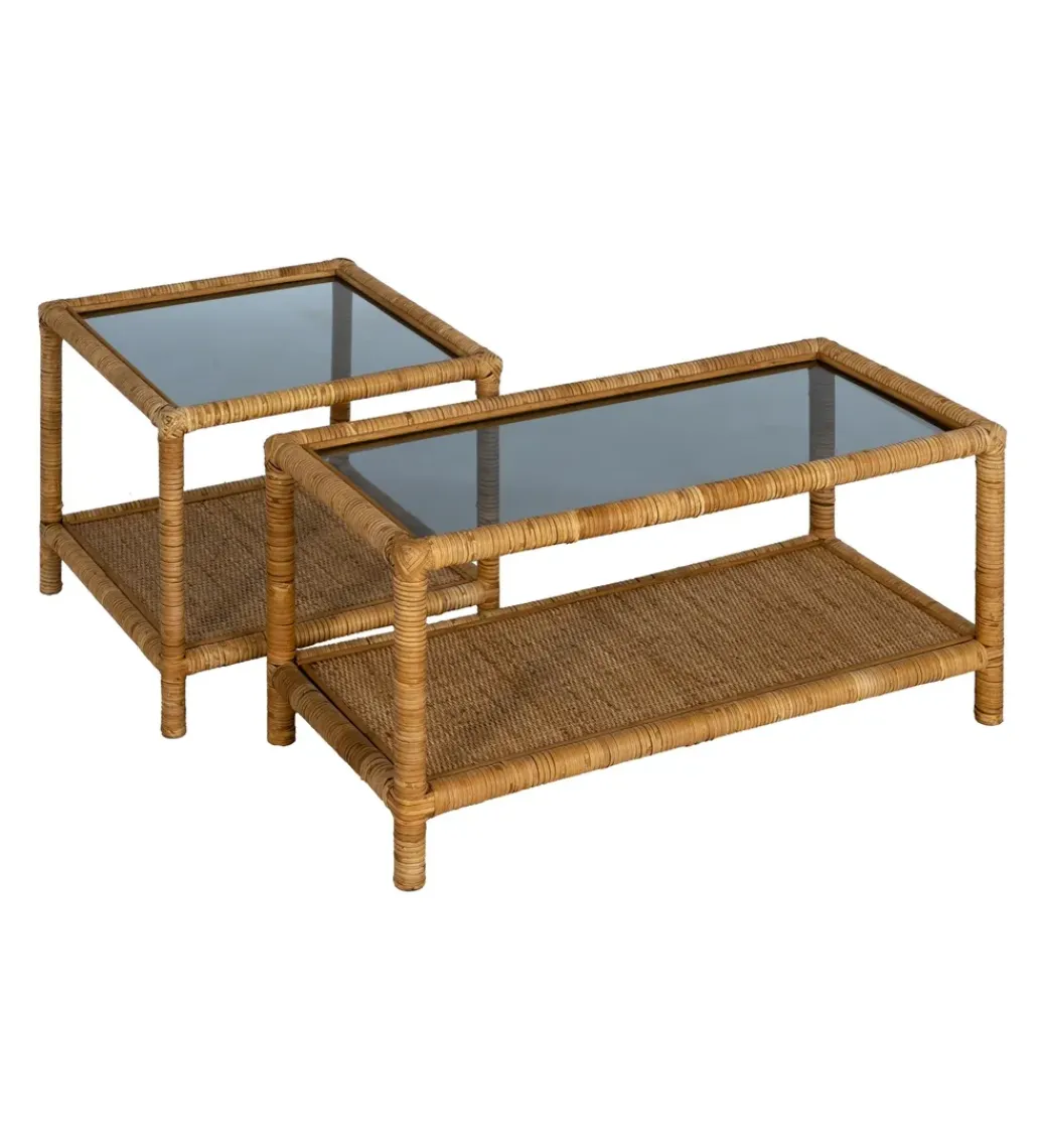 Stolik kawowy ESTAZ 90 cm naturalny ratan*Zona-Design Online