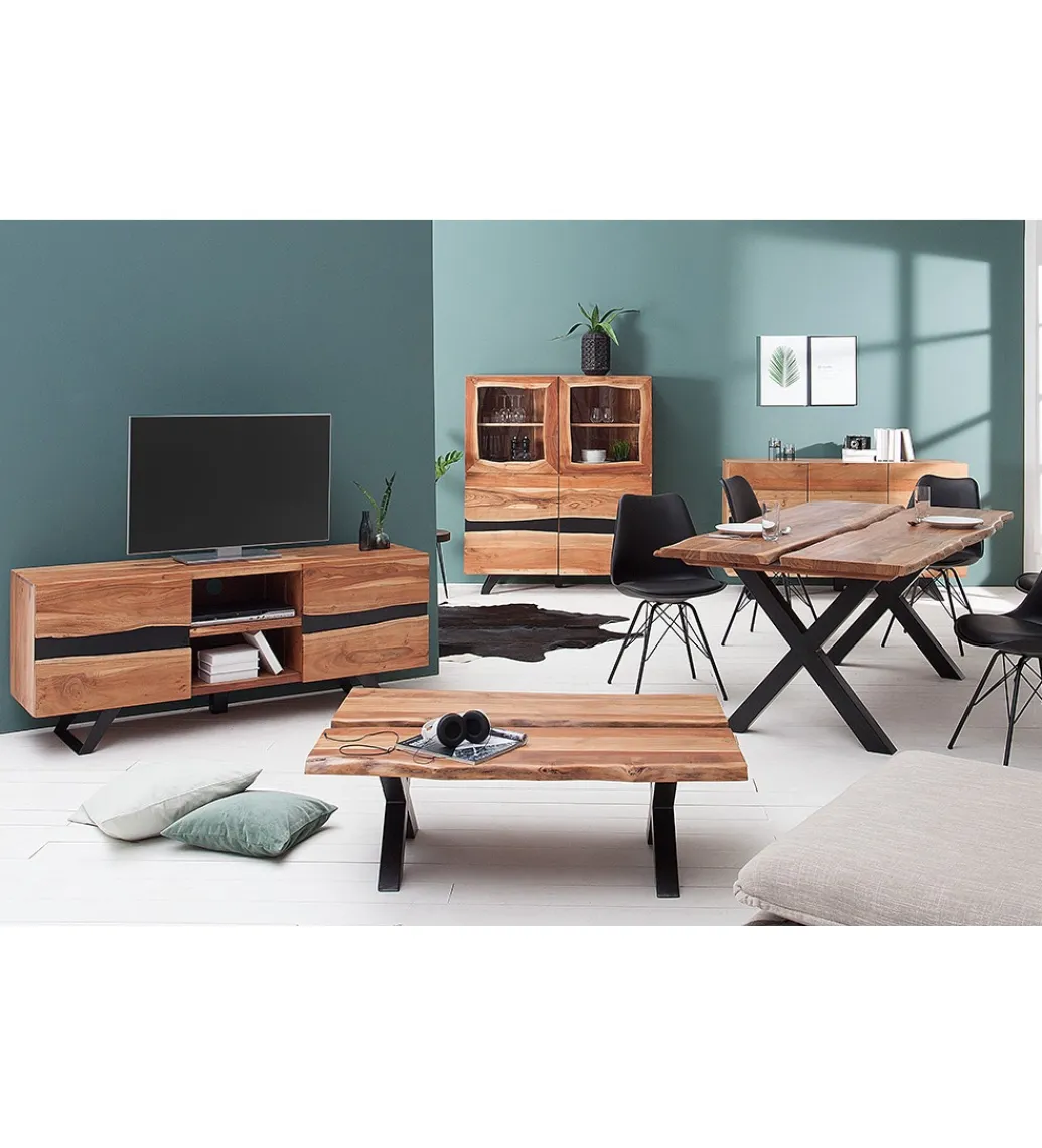 Stolik kawowy EUFRAT Amazonas 105 cm drewno akacja*Invicta Interior - przedsprzedaż