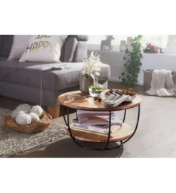 Stolik kawowy EZEF 60 cm drewno akacja*WOHNLING, GERMANY Sale