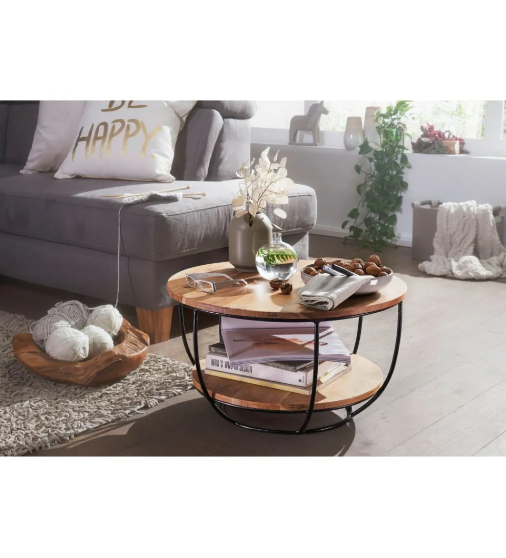 Stolik kawowy EZEF 60 cm drewno akacja*WOHNLING, GERMANY Sale