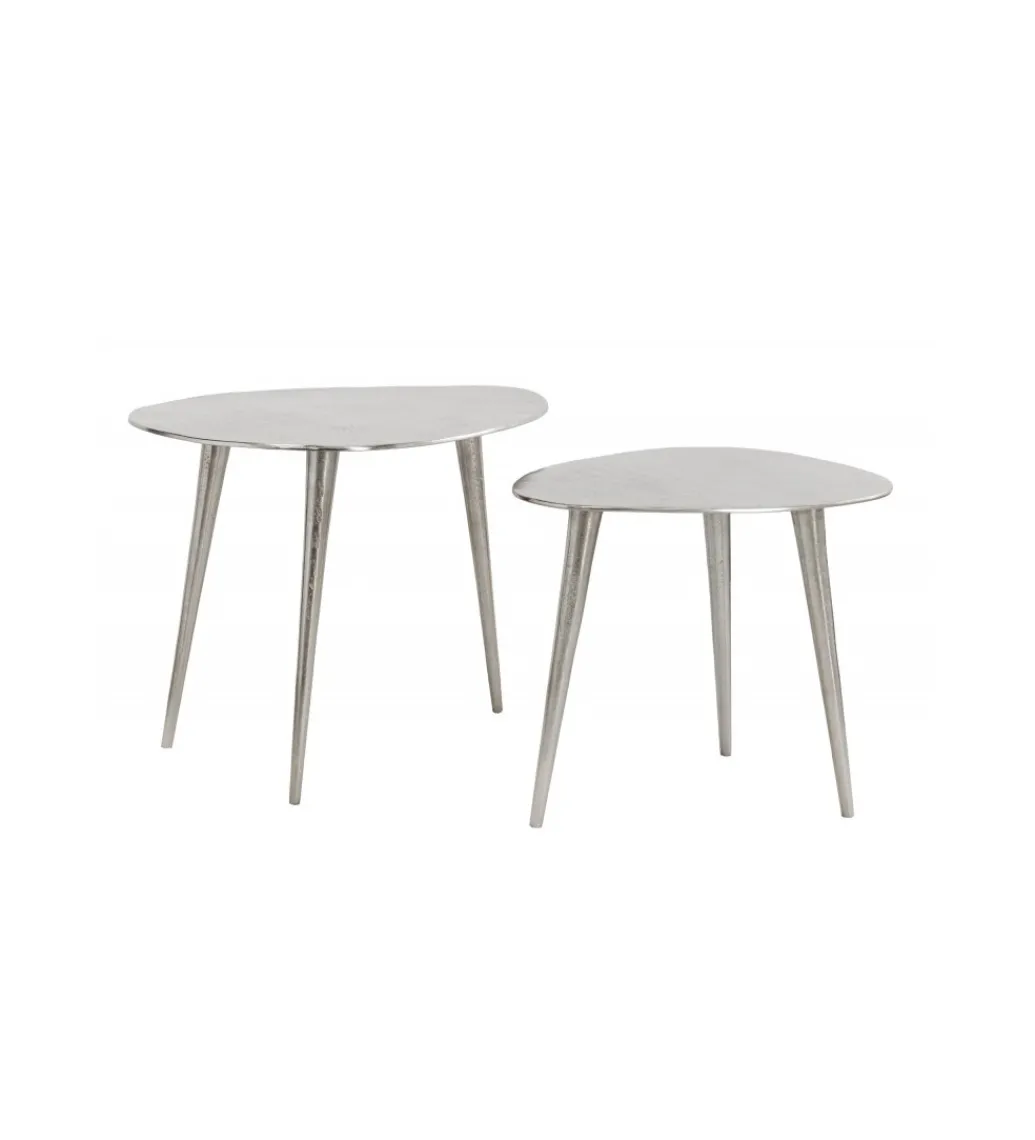 Stolik kawowy FUMIO set 2 srebrny*Invicta Interior New