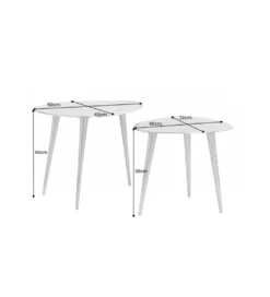Stolik kawowy FUMIO set 2 srebrny*Invicta Interior New