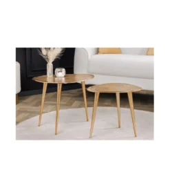 Stolik kawowy FUMIO set 2 złoty*Invicta Interior Outlet