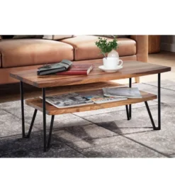 Stolik kawowy GANDIA 90 cm drewno sheesham*WOHNLING, GERMANY Clearance