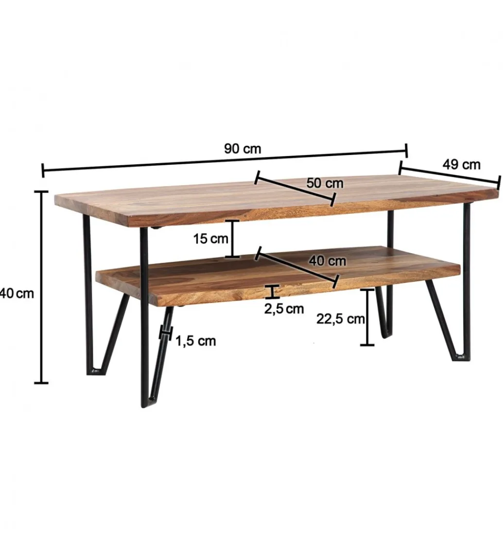 Stolik kawowy GANDIA 90 cm drewno sheesham*WOHNLING, GERMANY Clearance