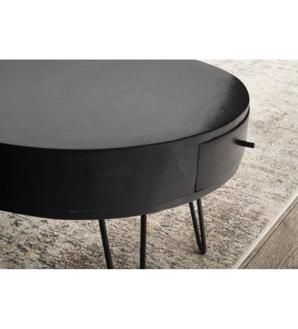Stolik kawowy GARMAZJA 60 cm drewno mango czarne*WOHNLING, GERMANY Outlet