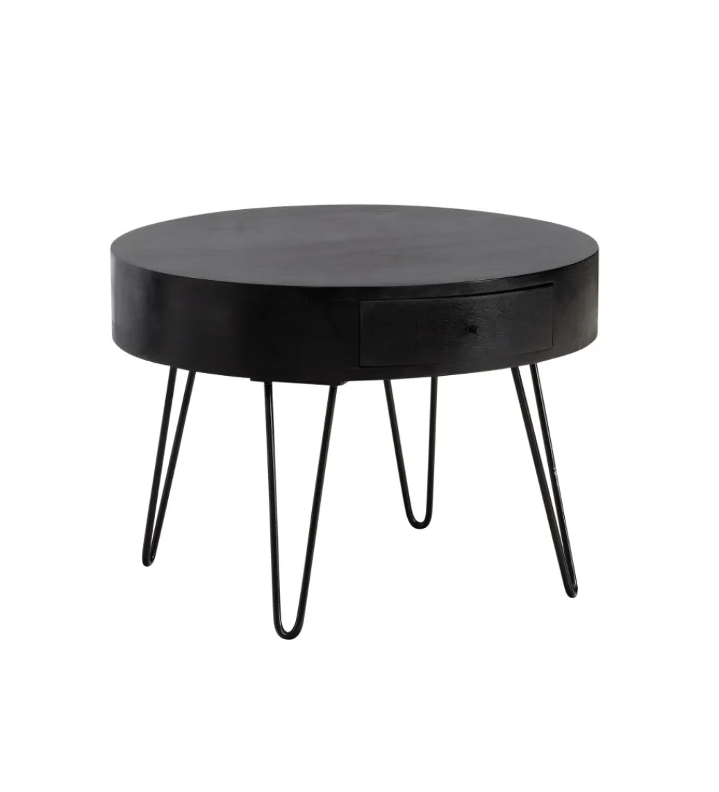 Stolik kawowy GARMAZJA 60 cm drewno mango czarne*WOHNLING, GERMANY Outlet
