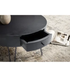 Stolik kawowy GARMAZJA 60 cm drewno mango czarne*WOHNLING, GERMANY Outlet