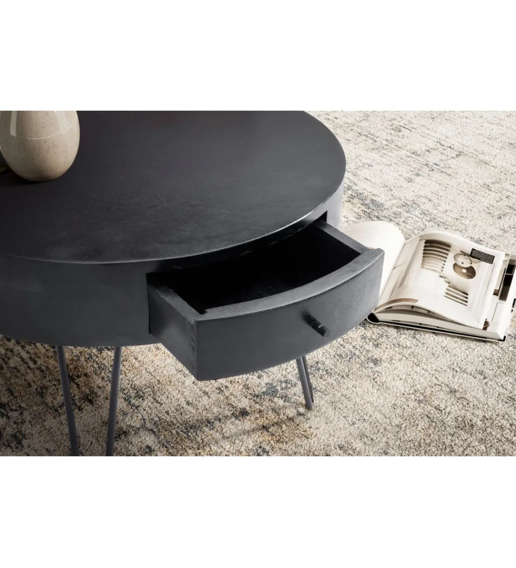 Stolik kawowy GARMAZJA 60 cm drewno mango czarne*WOHNLING, GERMANY Outlet