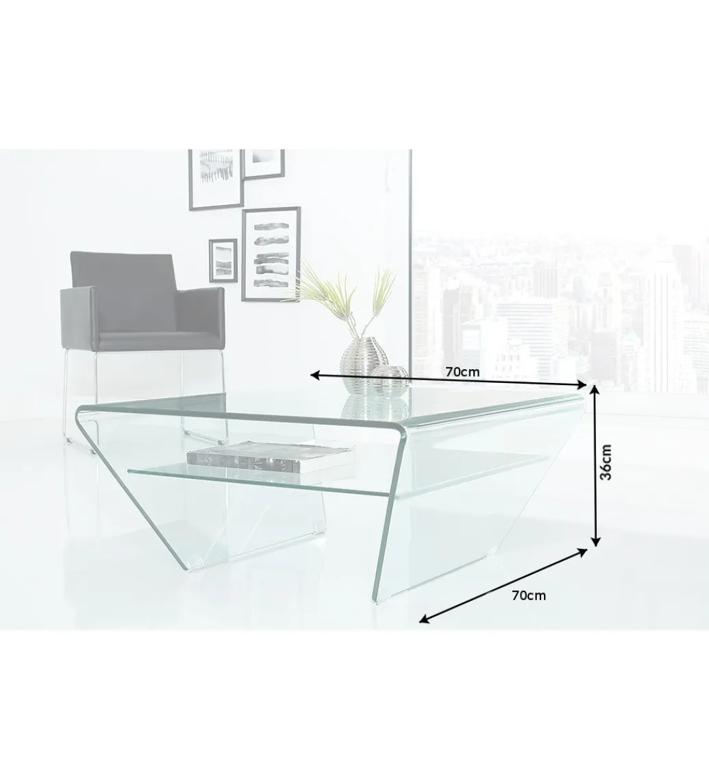 Stolik kawowy GEISTER Fantome 70 cm szklany*Invicta Interior Clearance