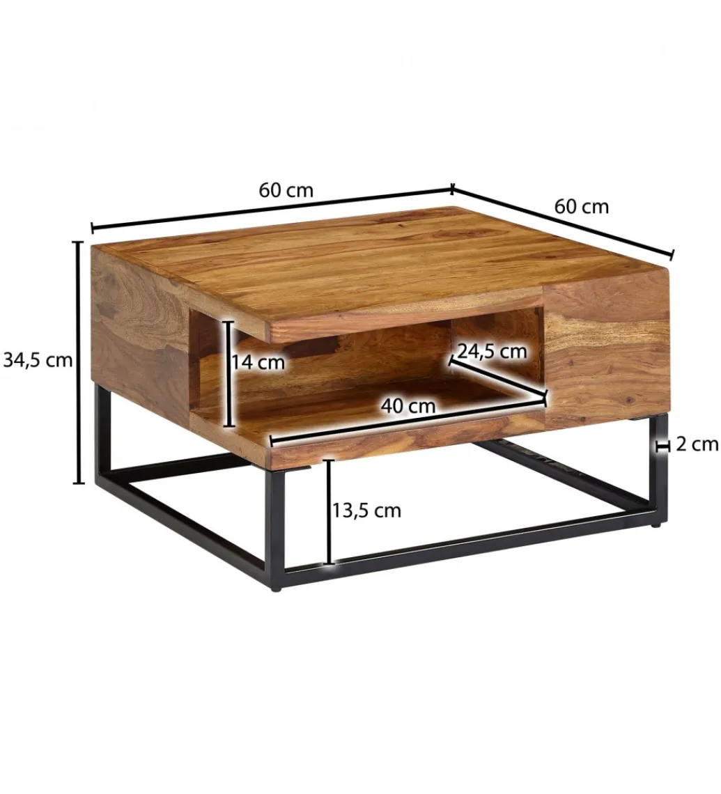 Stolik kawowy GIARRE 60 cm drewno sheesham*WOHNLING, GERMANY Clearance