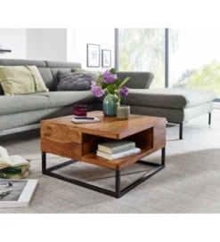 Stolik kawowy GIARRE 60 cm drewno sheesham*WOHNLING, GERMANY Clearance