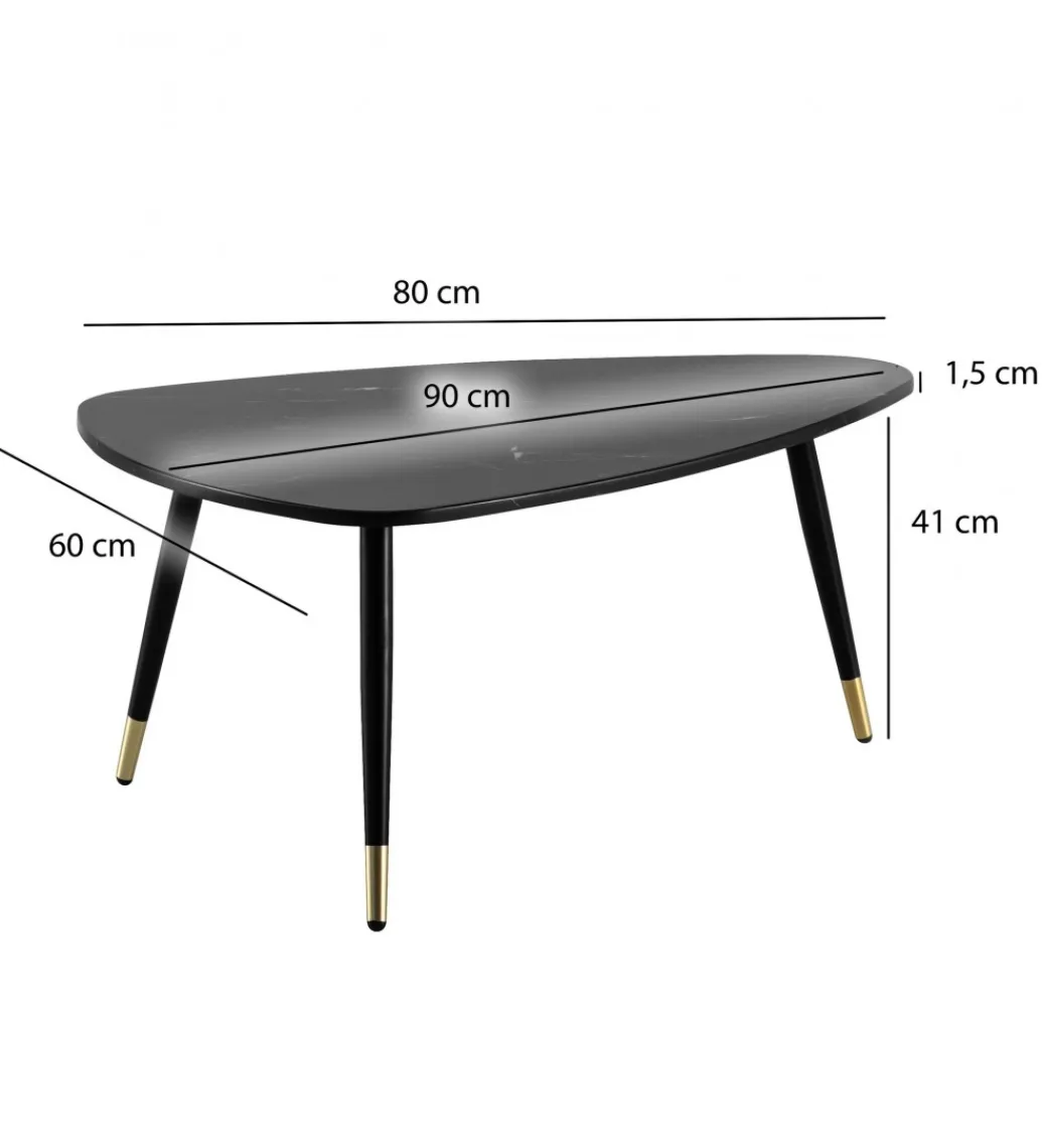 Stolik kawowy GINEVRA 90 cm w optyce czarnego marmuru*WOHNLING, GERMANY Hot