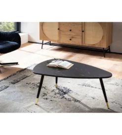 Stolik kawowy GINEVRA 90 cm w optyce czarnego marmuru*WOHNLING, GERMANY Hot