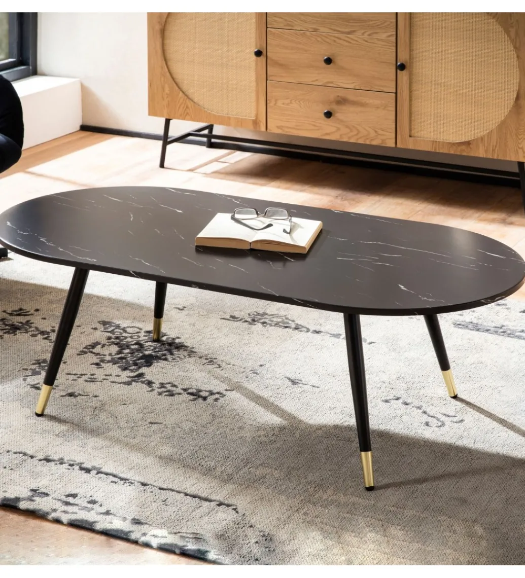 Stolik kawowy GINEVRA 120 cm w optyce czarnego marmuru*WOHNLING, GERMANY Sale