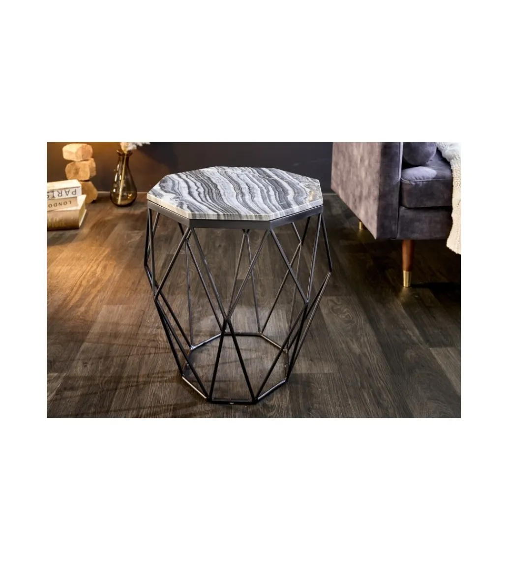 Stolik kawowy GORAN 50 cm marmur szary*Invicta Interior Best