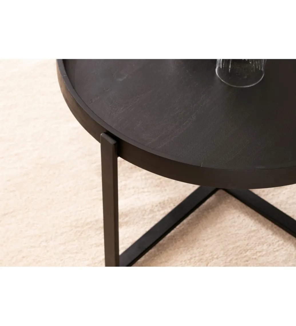 Stolik kawowy HARMI 60 cm drewno mango czarny*WOHNLING, GERMANY Outlet
